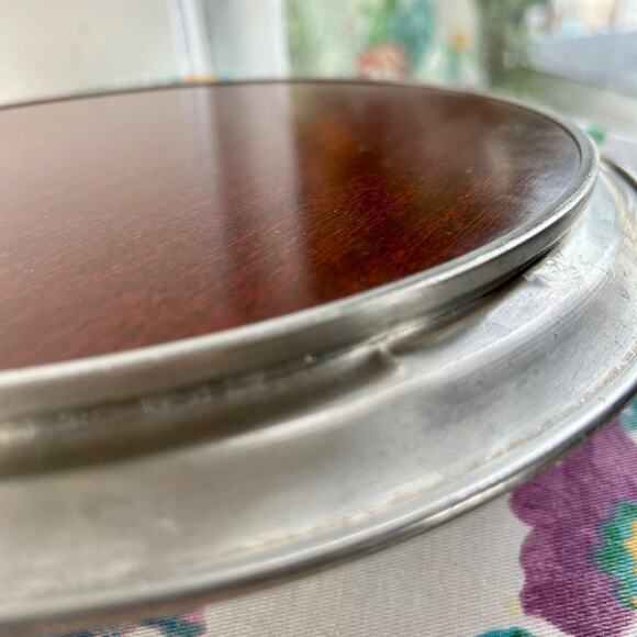 Vintage Pewter & Formica Round Art Deco Cocktail Tray 11.5” Diameter - Picture 6 of 11